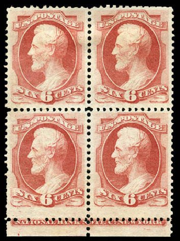 US Stamp Price Scott Catalogue # 148 - 1870 6c Lincoln Without Grill. Matthew Bennett International, Mar 2011, Sale 335, Lot 64