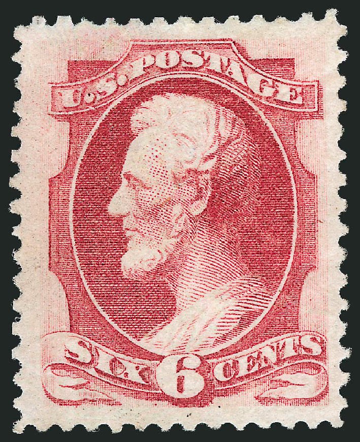 Values of US Stamps Scott Catalog #148 - 6c 1870 Lincoln Without Grill. Robert Siegel Auction Galleries, Dec 2008, Sale 967, Lot 4274