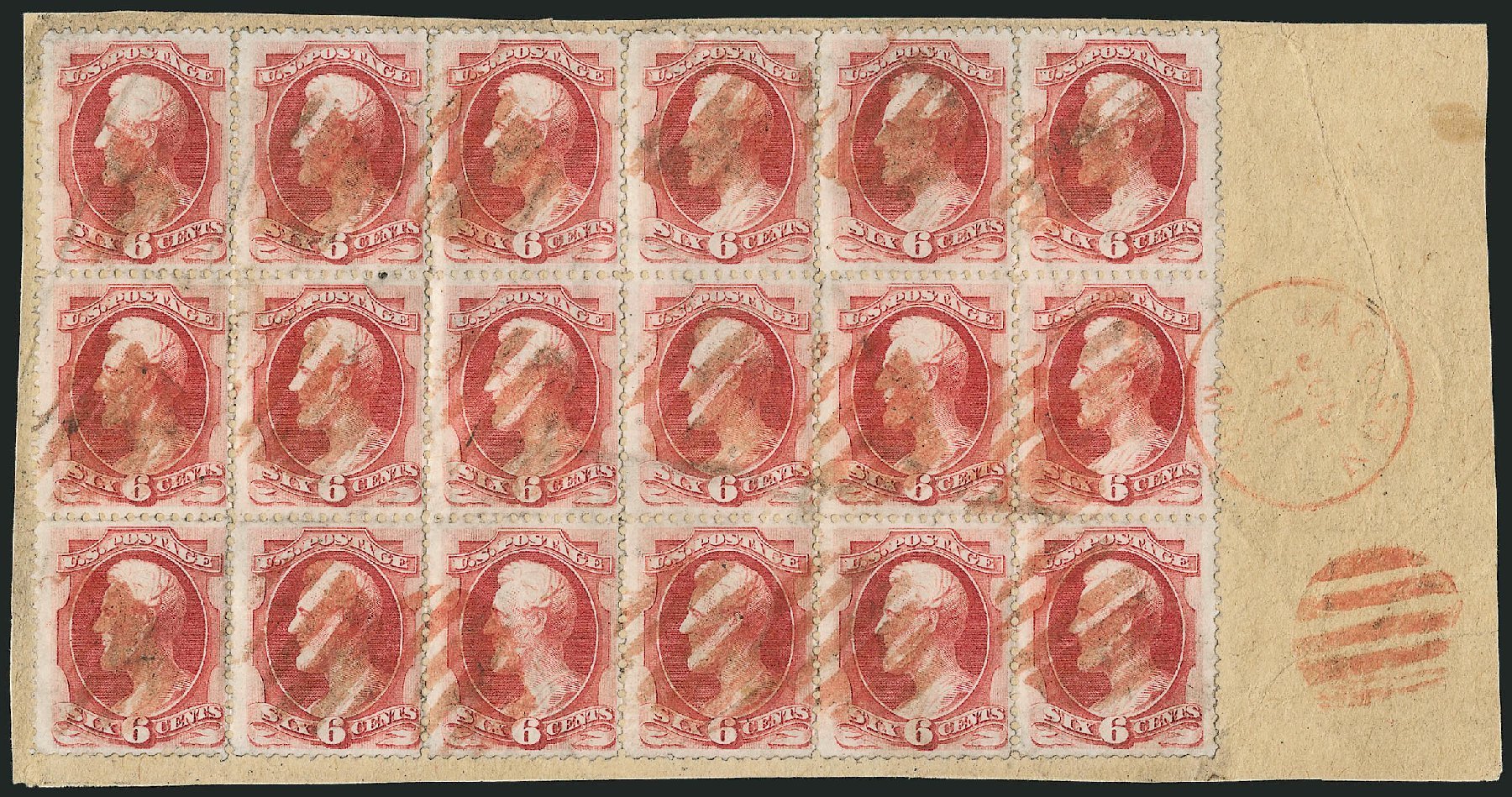 Costs of US Stamps Scott Catalogue # 148: 6c 1870 Lincoln Without Grill. Robert Siegel Auction Galleries, Nov 2014, Sale 1084, Lot 3395