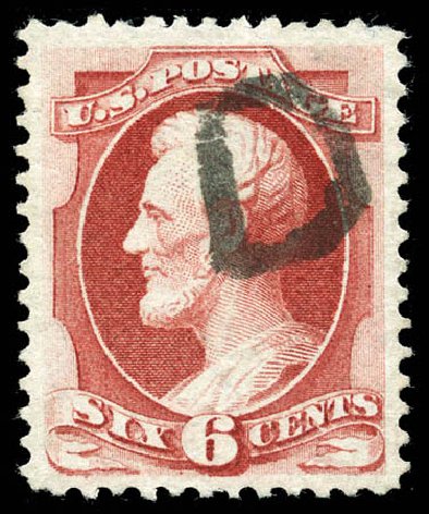 US Stamps Price Scott Catalog # 148 - 1870 6c Lincoln Without Grill. Matthew Bennett International, Mar 2012, Sale 344, Lot 4363
