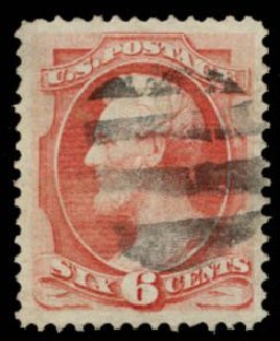US Stamps Value Scott Catalogue 148: 6c 1870 Lincoln Without Grill. Daniel Kelleher Auctions, Sep 2014, Sale 655, Lot 276