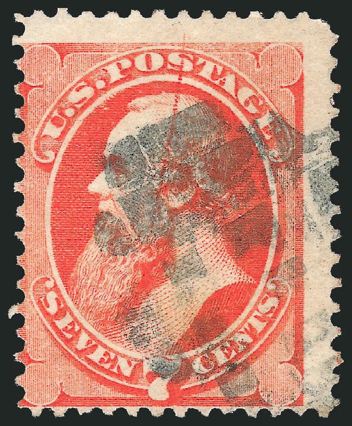 US Stamps Values Scott Catalog #149: 1871 7c Stanton Without Grill. Robert Siegel Auction Galleries, Mar 2013, Sale 1040, Lot 1410