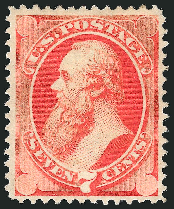 US Stamp Values Scott 149: 1871 7c Stanton Without Grill. Robert Siegel Auction Galleries, May 2013, Sale 1044, Lot 135