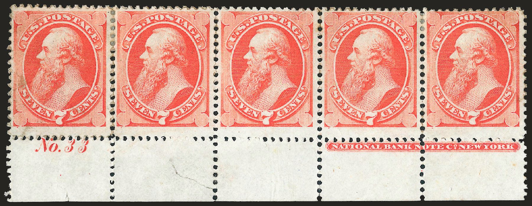 US Stamp Price Scott Cat. #149 - 1871 7c Stanton Without Grill. Robert Siegel Auction Galleries, Dec 2009, Sale 982, Lot 5445