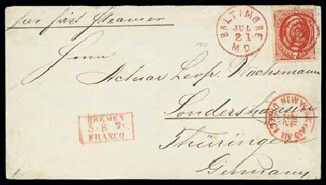 Cost of US Stamps Scott 149: 7c 1871 Stanton Without Grill. Matthew Bennett International, Dec 2007, Sale 323, Lot 353