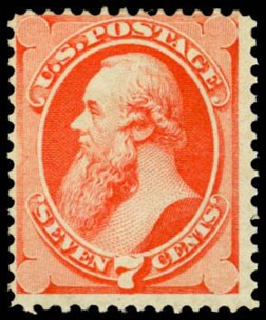 US Stamps Values Scott Catalog # 149: 7c 1871 Stanton Without Grill. Daniel Kelleher Auctions, May 2014, Sale 652, Lot 283
