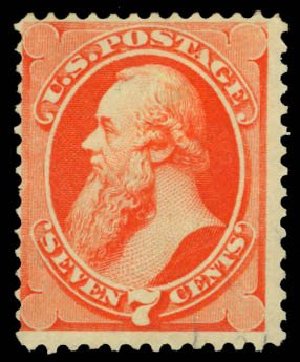 US Stamps Values Scott Catalog 149: 7c 1871 Stanton Without Grill. Daniel Kelleher Auctions, Mar 2014, Sale 650, Lot 2576