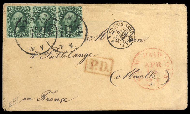 US Stamp Value Scott Catalog 15: 1855 10c Washington. Cherrystone Auctions, Nov 2013, Sale 201311, Lot 8