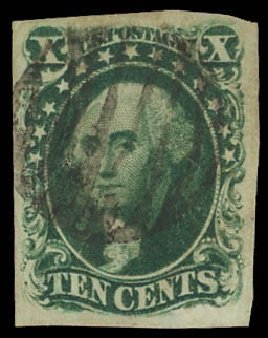 US Stamps Prices Scott Cat. 15 - 10c 1855 Washington. Daniel Kelleher Auctions, Jun 2012, Sale 630, Lot 1228