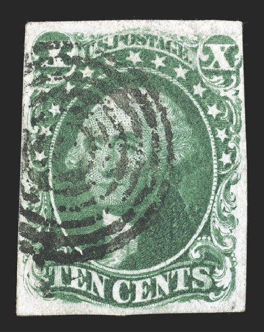 US Stamp Value Scott Catalogue 15: 1855 10c Washington. Spink Shreves Galleries, Jul 2012, Sale 140, Lot 69