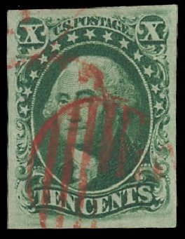 US Stamps Price Scott Catalogue # 15: 1855 10c Washington. Daniel Kelleher Auctions, Oct 2012, Sale 632, Lot 951