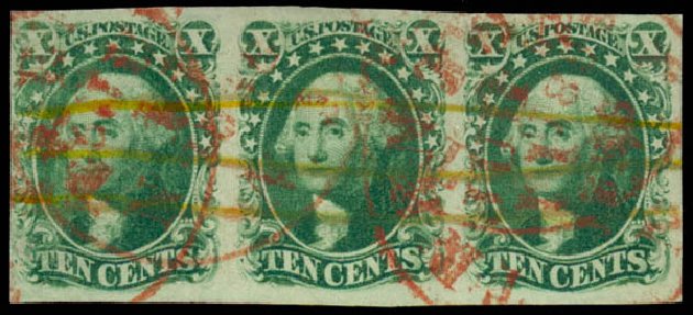 Values of US Stamps Scott Catalog 15: 1855 10c Washington. Daniel Kelleher Auctions, Dec 2013, Sale 640, Lot 51