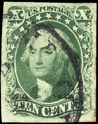Prices of US Stamps Scott # 15: 10c 1855 Washington. Cherrystone Auctions, Jan 2009, Sale 200901, Lot 35