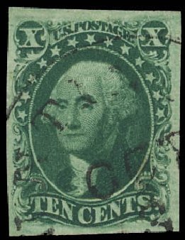 Cost of US Stamp Scott 15: 1855 10c Washington. Daniel Kelleher Auctions, Jun 2012, Sale 630, Lot 1225