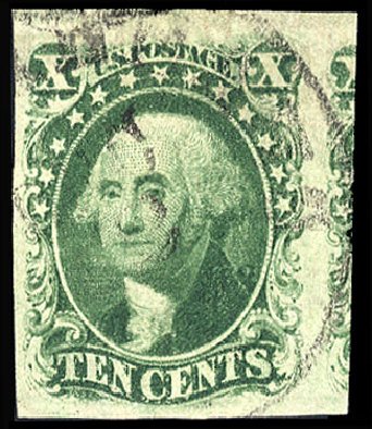US Stamps Prices Scott Cat. # 15: 1855 10c Washington. Cherrystone Auctions, May 2008, Sale 200805, Lot 52