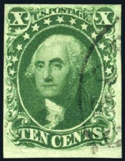 US Stamps Price Scott #15: 1855 10c Washington. Harmer-Schau Auction Galleries, Oct 2008, Sale 79, Lot 32