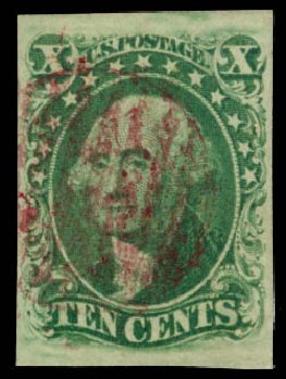 US Stamp Price Scott Cat. # 15: 1855 10c Washington. Daniel Kelleher Auctions, Oct 2014, Sale 660, Lot 2042