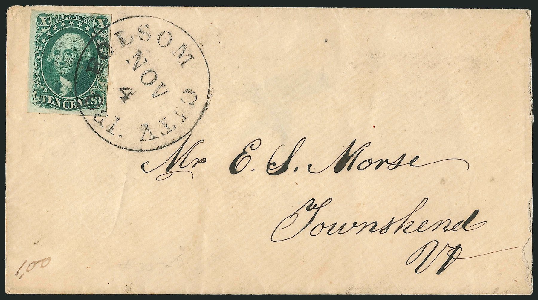 US Stamps Value Scott # 15 - 10c 1855 Washington. Robert Siegel Auction Galleries, Dec 2010, Sale 1002, Lot 3732