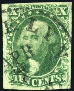 Values of US Stamp Scott # 15 - 10c 1855 Washington. Harmer-Schau Auction Galleries, Oct 2008, Sale 79, Lot 33
