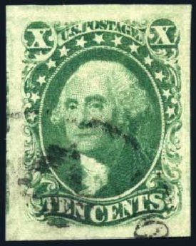 Value of US Stamp Scott Cat. 15: 1855 10c Washington. Harmer-Schau Auction Galleries, Feb 2009, Sale 80, Lot 1093