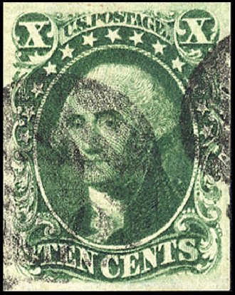 Values of US Stamp Scott Cat. 15: 1855 10c Washington. Cherrystone Auctions, Jan 2009, Sale 200901, Lot 36