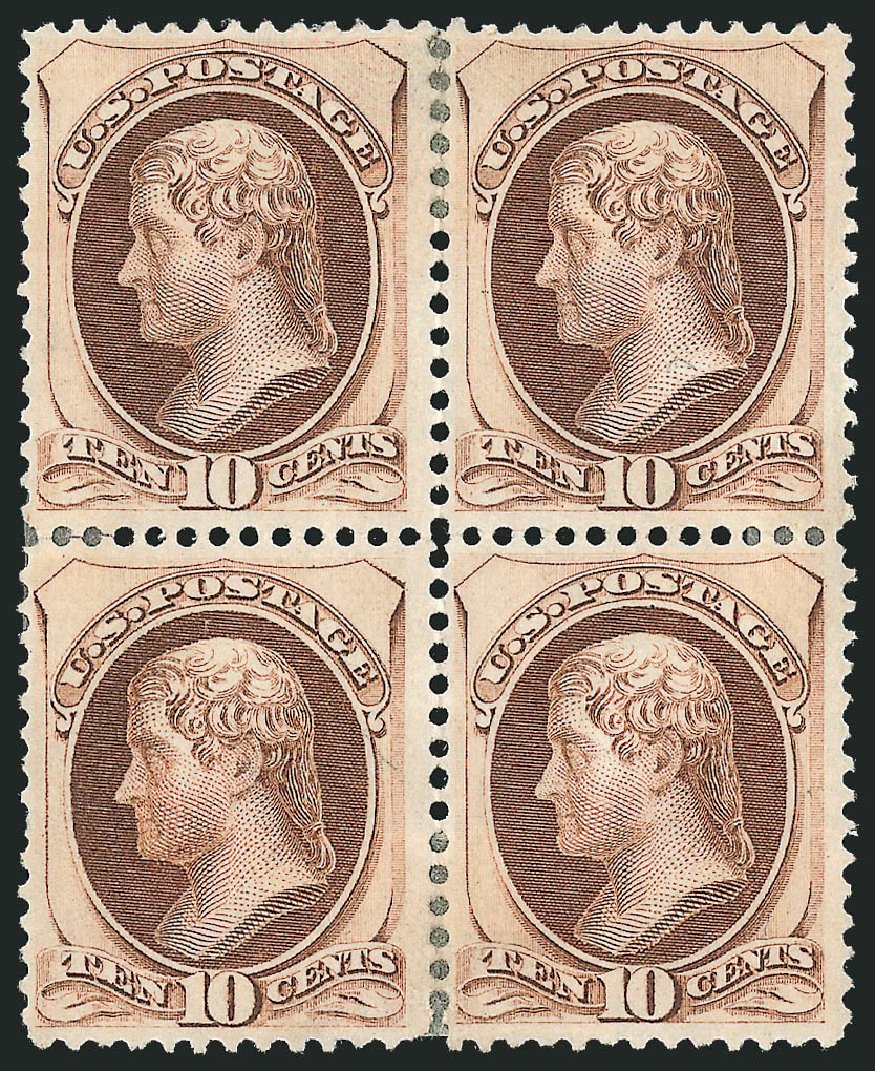 Value of US Stamps Scott # 150: 10c 1870 Jefferson Without Grill. Robert Siegel Auction Galleries, Mar 2012, Sale 1021, Lot 358