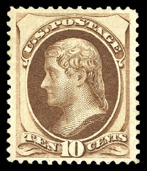 US Stamp Prices Scott # 150: 10c 1870 Jefferson Without Grill. Matthew Bennett International, Sep 2012, Sale 345, Lot 190