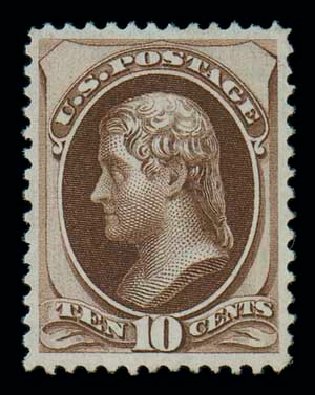 US Stamp Price Scott Cat. # 150 - 10c 1870 Jefferson Without Grill. Matthew Bennett International, Dec 2007, Sale 324, Lot 1112