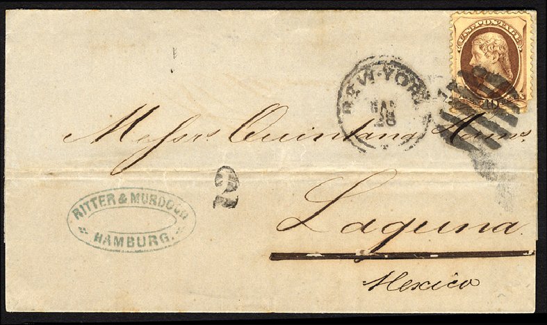 US Stamps Value Scott Cat. #150: 10c 1870 Jefferson Without Grill. Cherrystone Auctions, Apr 2014, Sale 201404, Lot 62