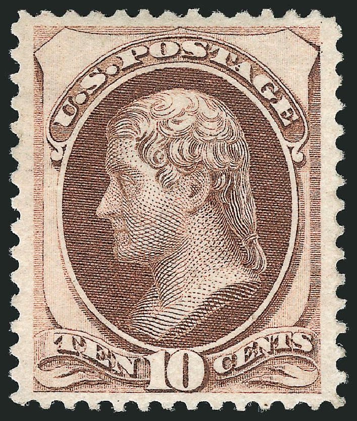 Price of US Stamp Scott Catalogue #150: 1870 10c Jefferson Without Grill. Robert Siegel Auction Galleries, Nov 2013, Sale 1057, Lot 726