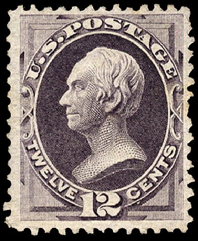 US Stamp Values Scott Cat. #151 - 1870 12c Clay Without Grill. Cherrystone Auctions, Feb 2011, Sale 201102, Lot 60