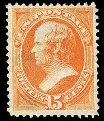 US Stamp Value Scott Catalog 152: 1870 15c Webster Without Grill. Cherrystone Auctions, Jul 2008, Sale 200807, Lot 28