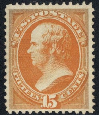 Cost of US Stamps Scott Catalogue 152: 1870 15c Webster Without Grill. Cherrystone Auctions, Mar 2008, Sale 200803, Lot 190