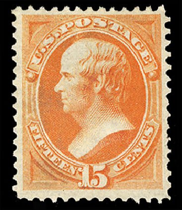 Price of US Stamps Scott Catalogue 152 - 1870 15c Webster Without Grill. Cherrystone Auctions, Jun 2010, Sale 201006, Lot 14