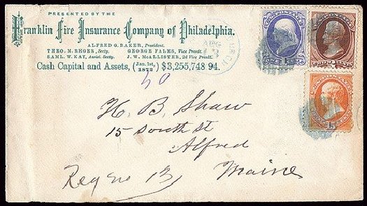 US Stamps Value Scott Catalog # 152: 1870 15c Webster Without Grill. Spink Shreves Galleries, Jan 2014, Sale 146, Lot 262