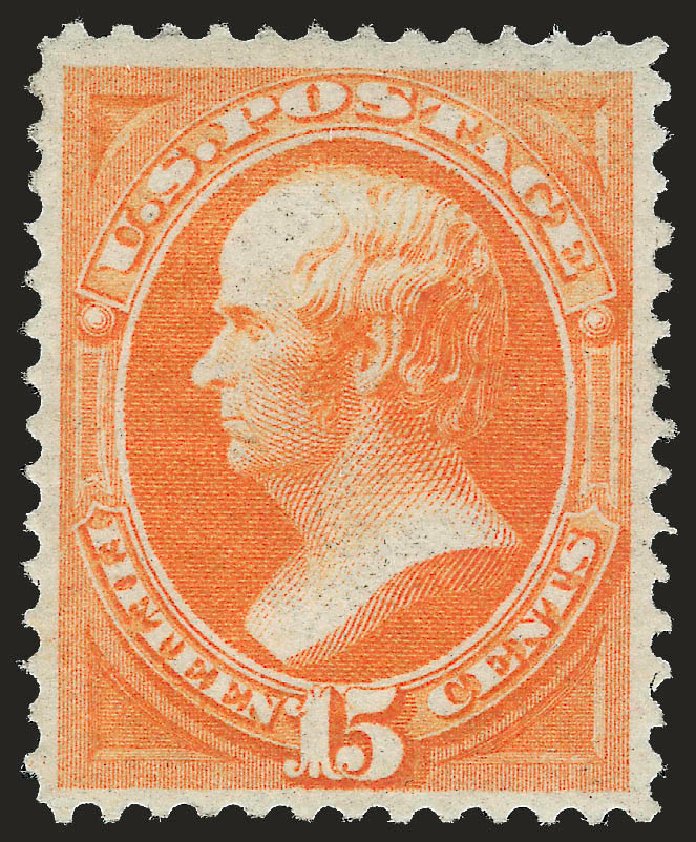US Stamps Value Scott Catalog # 152 - 1870 15c Webster Without Grill. Robert Siegel Auction Galleries, Jun 2009, Sale 973, Lot 136