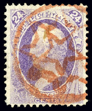 US Stamp Values Scott Catalogue #153 - 1870 24c Winfield Scott Without Grill. Matthew Bennett International, Dec 2008, Sale 330, Lot 1637