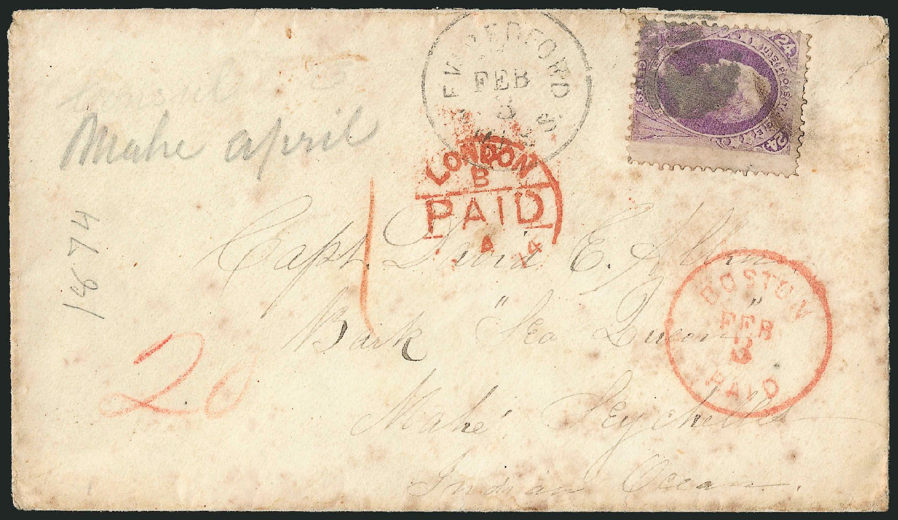 US Stamps Values Scott Catalog 153: 24c 1870 Winfield Scott Without Grill. Robert Siegel Auction Galleries, Nov 2014, Sale 1084, Lot 3407