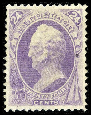 Values of US Stamps Scott Catalog #153: 1870 24c Winfield Scott Without Grill. Matthew Bennett International, Feb 2012, Sale 340, Lot 268