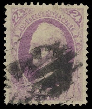US Stamp Value Scott Catalog 153 - 1870 24c Winfield Scott Without Grill. Daniel Kelleher Auctions, Jun 2012, Sale 630, Lot 1378