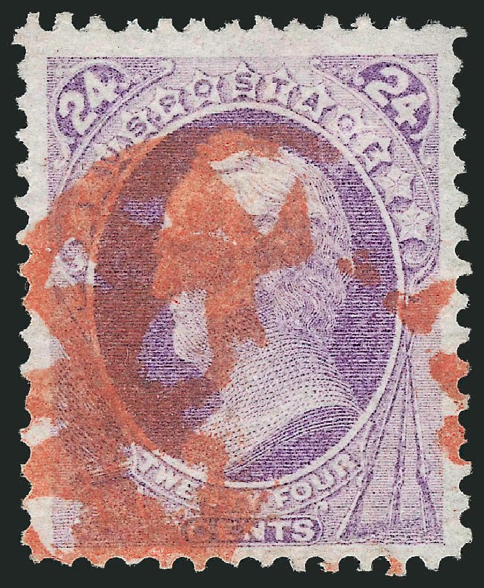 US Stamps Prices Scott Catalog #153: 1870 24c Winfield Scott Without Grill. Robert Siegel Auction Galleries, Dec 2012, Sale 1037, Lot 1729