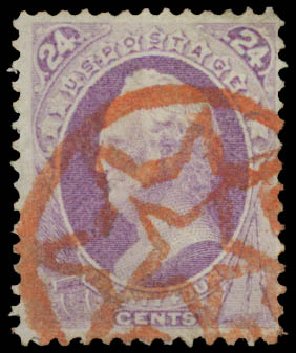 US Stamps Value Scott Catalogue #153: 24c 1870 Winfield Scott Without Grill. Daniel Kelleher Auctions, May 2015, Sale 669, Lot 2642