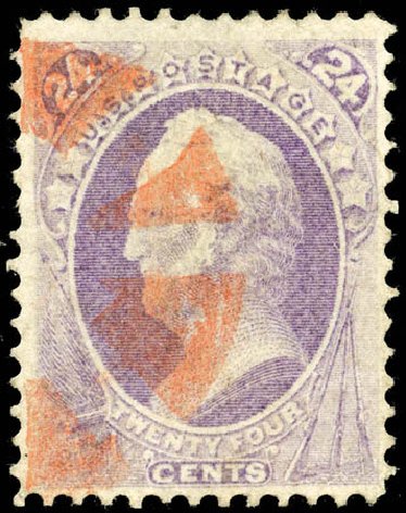 US Stamp Value Scott 153 - 24c 1870 Winfield Scott Without Grill. Matthew Bennett International, Jun 2008, Sale 328, Lot 676