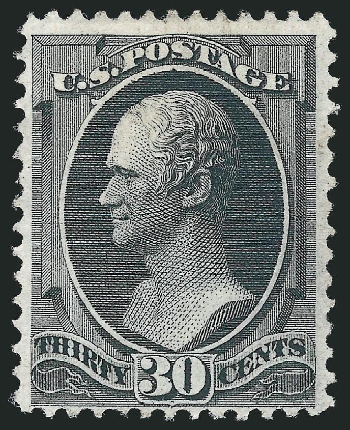 Price of US Stamps Scott Catalogue #154: 1870 30c Hamilton Without Grill. Robert Siegel Auction Galleries, Mar 2012, Sale 1021, Lot 367
