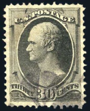 Costs of US Stamps Scott Catalog # 154 - 30c 1870 Hamilton Without Grill. Harmer-Schau Auction Galleries, Jun 2008, Sale 78, Lot 1379