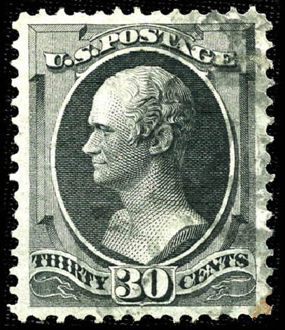 US Stamp Values Scott Catalog #154 - 30c 1870 Hamilton Without Grill. Matthew Bennett International, Feb 2012, Sale 340, Lot 270