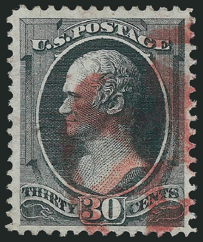 Price of US Stamp Scott Catalog #154 - 1870 30c Hamilton Without Grill. Robert Siegel Auction Galleries, Dec 2013, Sale 1062, Lot 371