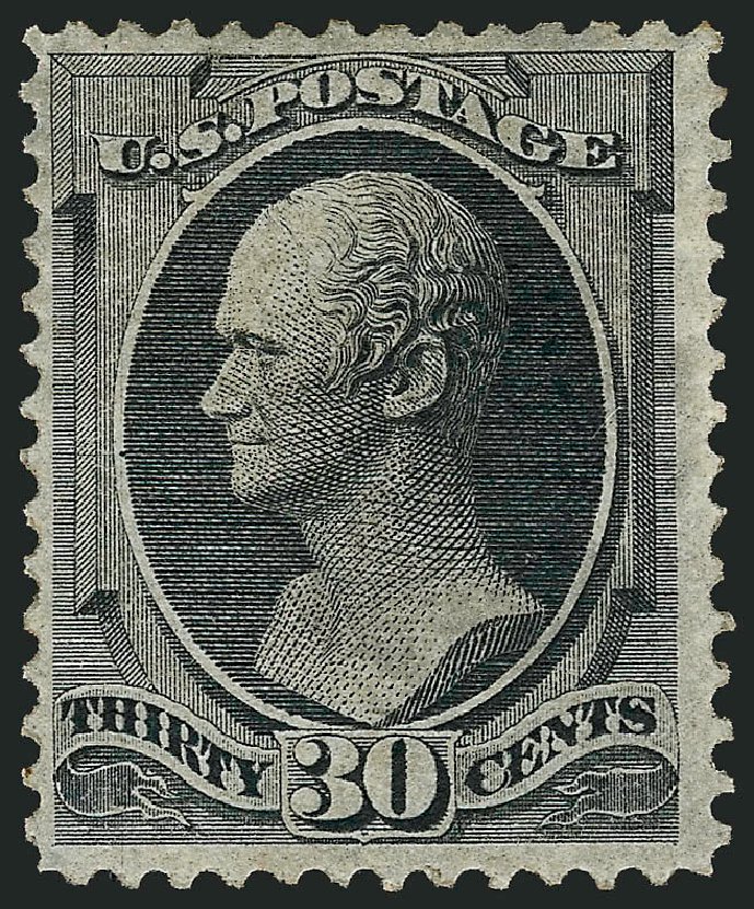 Value of US Stamp Scott Catalog #154 - 1870 30c Hamilton Without Grill. Robert Siegel Auction Galleries, Sep 2008, Sale 962, Lot 2441