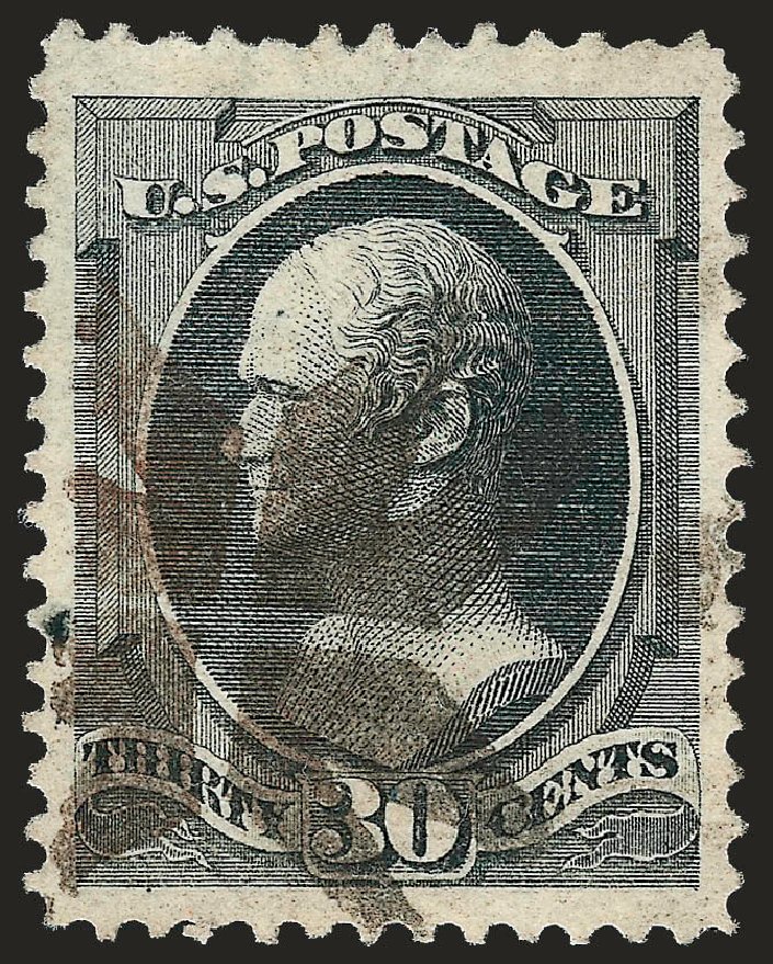 US Stamps Values Scott Catalogue 154: 30c 1870 Hamilton Without Grill. Robert Siegel Auction Galleries, Dec 2008, Sale 967, Lot 4281