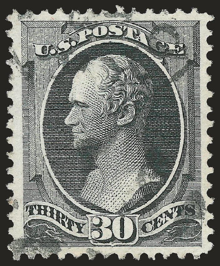 US Stamp Values Scott Catalogue #154: 30c 1870 Hamilton Without Grill. Robert Siegel Auction Galleries, Sep 2009, Sale 976, Lot 1574